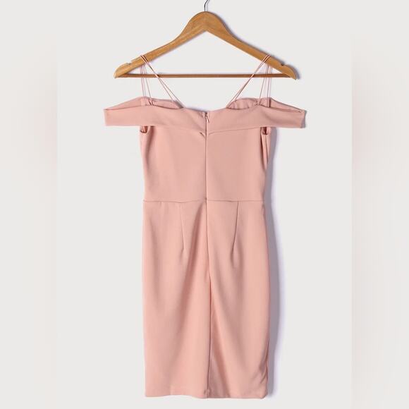 Lulus Womens Reason To Celebrate Dress Large Pink Off Shoulder Bodycon Mini Sexy - Picture 3 of 8